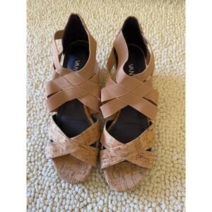 Van ELi Kork and Beige Wedge Everyday Shoes